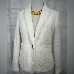 Ann Taylor Creamy White Textured Boucle Blazer Size 2